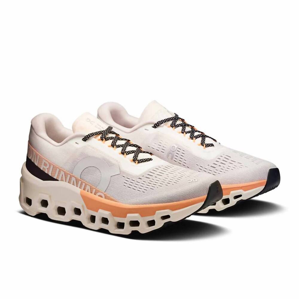 NEW ON CLOUD women's cloudmonster 2 shoes in ivory/tangerine - Picture 2 of 6